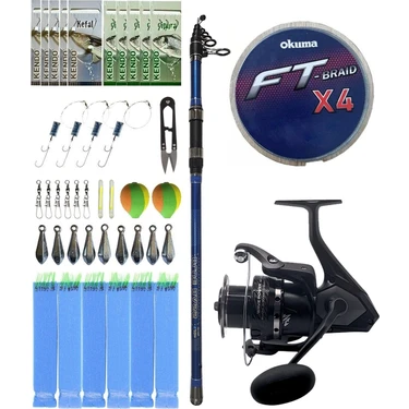 Yek Outdoor Surf Olta Seti Kendo Blue Bass 4.20M 100-250GR Olta Kamışı&okuma Wave Power WP-6000A1