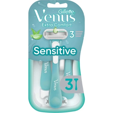 Gillette Venus Sensitive Kadın Tıraş Makinesi 3'lü Hassas Ciltler İçin Üç Bıçaklı Ergonomik