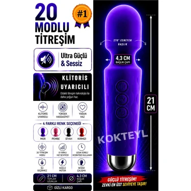 20 Modlu Şarjlı Su Geçirmez Titreşimli Dildo Vajinal Klitoris ve Anal Uyarıcı Vibratör Masaj