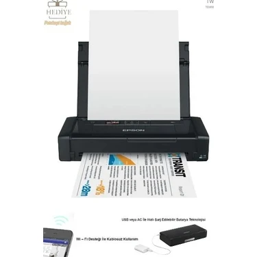 Epson Taşınabilir Şarjlı Yazıcı A4 A5 A6 Destekli Wi-Fi Mobil Renkli Mürekkep Püskürtmeli Mini