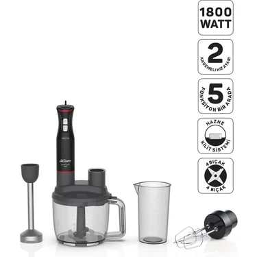 Arzum AR1204 Starchef Pro 1800W 4 Bıçaklı 1.5 L Hazneli 2 Kademeli Multi Blender Seti,