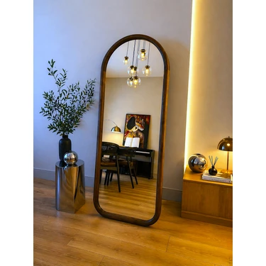 Effe Yapı Dekor Doğal Ahşap Çerçeveli 180X70 cm ( Ceviz ) Ayaklı Boy