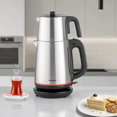 Homend Royaltea 1711h Çay Makinesi 1 l Demlik 1,9 l Su Isıtıcı Kapasiteli Çelik İnox Siyah