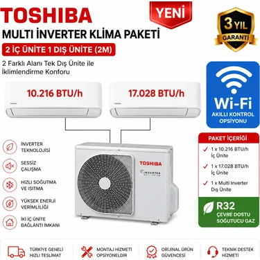 Toshiba Multi Split Klima 1 Oda 1 Salon (2 Iç + 1 Dış Ünite) A+++ Inverter Wi-Fi