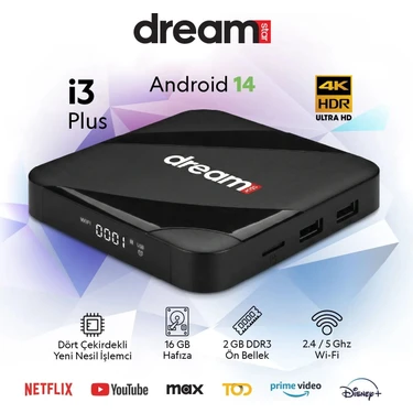 Dreamstar i3 Plus | 4K Android TV Box | Android 14 | WiFi | Sesli Komut