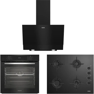 Altus Turbo Siyah Cam Ankastre Set (Ala 322 B - 159 Db - 510