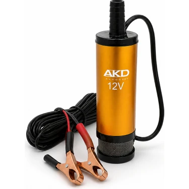 AKD Sıvı Transfer Pompası Filtreli Mazot Su Yağ Aktarma Pompası 12V Akü Bağlantılı Yüksek