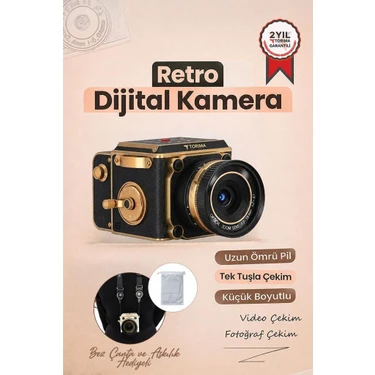 Torima Vintage Dijital Kamera Selfie Video Vlog Kamerası Fotoğraf Makinesi CMR48