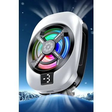 Telefon Soğutucu Fan Radyatörlü Aparatlı 15W Power 3 Farklı Derece Ayarlı Rgb Işıklı Beyaz