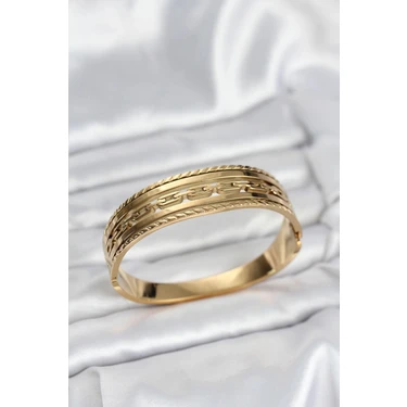 Uravas Store 316L Çelik Gold Renk Vintage Model Kadın Kelepçe