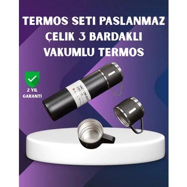Uravas Store Paslanmaz Termos ve Ikili Bardak Seti | 6-12 Saat Sıcak/soğuk