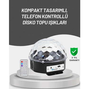 Uravas Store Uzaktan Kumandalı Rgb LED Disko Topu Bluetooth