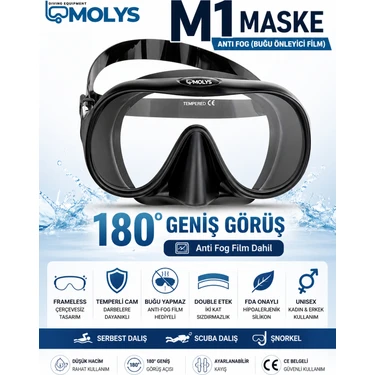 Molys M1 Dalış Maskesi + Antı Fog (Buğu Önleyici