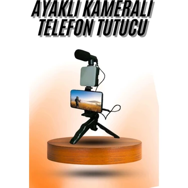 Uravas Store Mey Ithalat® Telefon Tutucu Mini Mikrofonlu Tripod Vlog Çekim