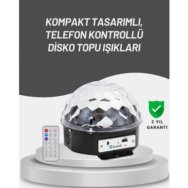 Uravas Store Uzaktan Kumandalı Rgb LED Disko Topu Bluetooth