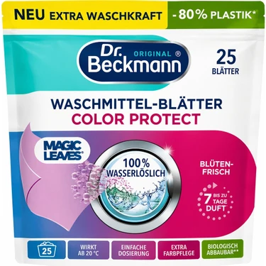 Dr.beckmann Color Protect Çamaşır Deterjan Yaprakları 25 Adet – Renk Koruyucu, 100% Suda