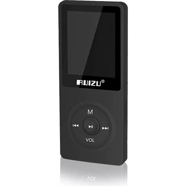 Ruizu X02 Ultra İnce MP3 Çalar 4GB FM Radyo Siyah 1.8 inç TFT Ekran ile Hafif ve