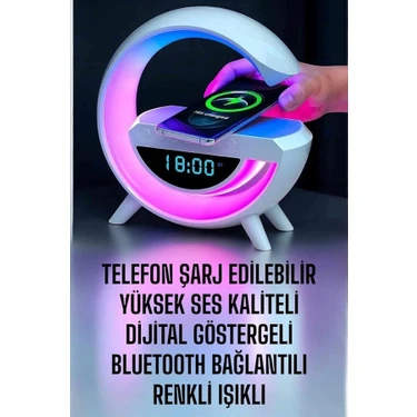 Uravas Store Bluetooth Hoparlör Dijital Göstergeli Wireless Şarj Rgb