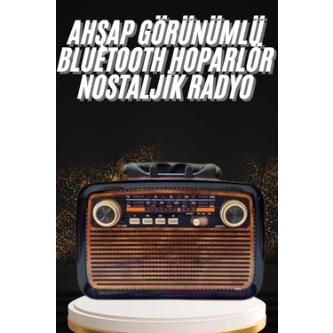 Uravas Store Nostaljik Görünümlü Ahşap Radyo Tf Sd USB Girişli LED Fener