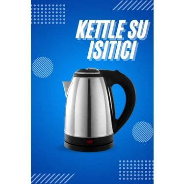 Uravas Store Elektrikli Paslanmaz Çelik Su Isıtcı Çelik Kettle 1.8 Lt. Uzun
