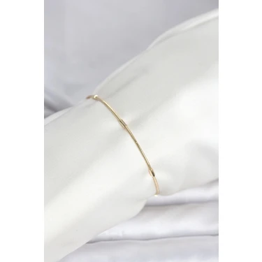 Uravas Store cm 14K Gold Renk Barlı Yılan Zincir Model Kadın