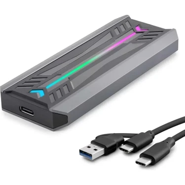 Uravas Store SSD Kutu Type-C 3.1 + Usb3.0 Nvme M2 Chıp RTL9210 Siyah