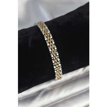 Uravas Store 316L Çelik 7 mm Kalınlıkta Gold ve Gümüş Renkli Erkek