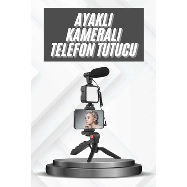 Uravas Store Telefon Tutucu Mikrofonlu Işıklı Youtuber Video