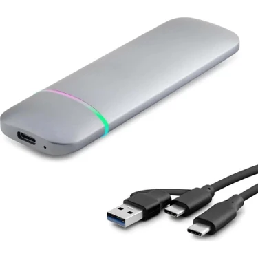 Uravas Store SSD Kutu Type-C 3.1 + Usb3.0 Nvme + Ngff M2 Chıp RTL9210B Gri