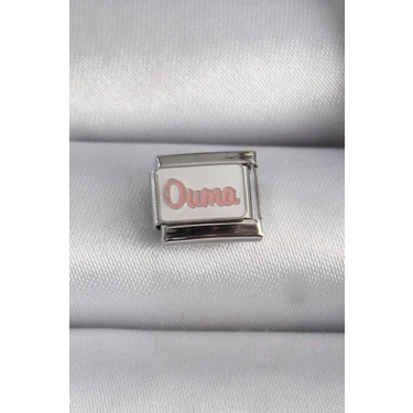 Uravas Store 316L Çelik Gümüş Renk Beyaz Pembe Ouma Işlemeli Nomination