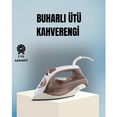 Uravas Store Mey Ithalat® 2200 Watt Buharlı Ütü Kahverengi Seramik Taban Şok
