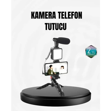 Uravas Store Profesyonel Vlog Çekim Kiti LED Işıklı Tripod Mikrofonlu Telefon