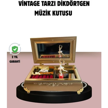 Uravas Store Balerinli Müzikli Takı Kutusu Piyano Tasarım Kız Çocuk