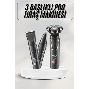 Uravas Store Yüksek Performanslı 3 Başlıklı Profesyonel Şarjlı Islak ve Kuru Kullanıma