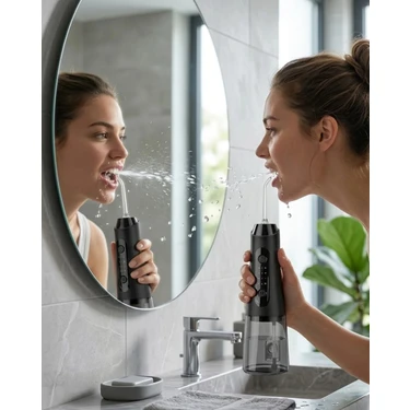 Uravas Store Ipx7 Su Geçirmez Şarjlı Ağız Duşu 320 ml Su Tanklı 4 Modlu Temizlik