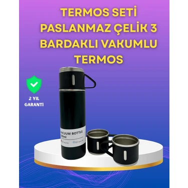 Uravas Store Çelik Termos Bardak Seti | 500 ml Kapasite Kaymaz Taban Hediye