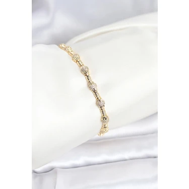 Uravas Store Pirinç Gold Renk Vip Seri Punta Model Zirkon Taşlı Kadın