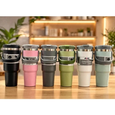 Uravas Store 700 ml Taşıma Kulplu Paslanmaz Çelik Termos Mug - Vakumlu Isı Yalıtımlı Bardak