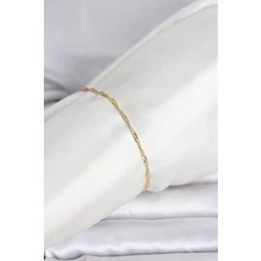 Uravas Store cm 14K Gold Renk Ezme Burgu Zincir Model Kadın