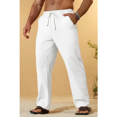 Ghassy Co. Erkek %100 Cotton Muslin Keten Karışım Rahat Ultra Hafif Ev Içi/dışı Keten
