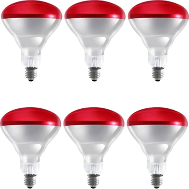Twin Store (6 Adet) 250W Kızılötesi Isıtıcılı Hayvan Isıtma Kuluçka Lambası (Kırmızı Işık) E27