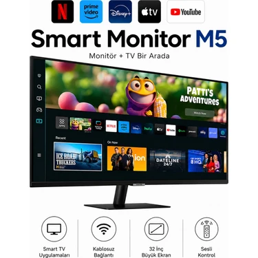 Samsung Akıllı Tizen Işletim Sistemli 32 Inç Full Hd LED Monitör Hoparlörlü Wi-Fi Bluetooth