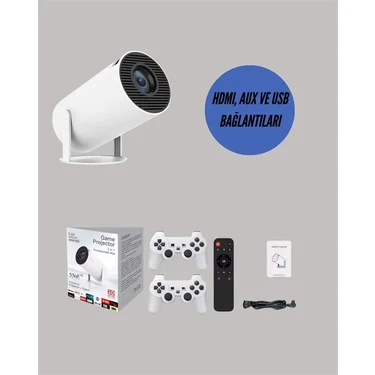 Ulu Pazarlama Portatif 4K Projeksiyon – 4.000 Uygulama, Kablosuz Yansıtma ve Bluetooth