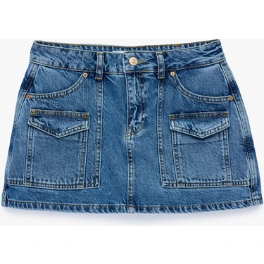 Koton Kargo Cepli Mini Denim Şort