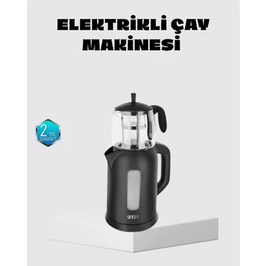 Renas Store Sinbo Elektrikli Çay Makinesi 1.7 L Su Isıtıcı Cam Demlikli Güvenli