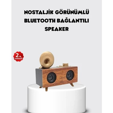 Renas Store Gramofon Tasarımlı Bluetooth Hoparlör – 3D Stereo Ses, 1800 Mah
