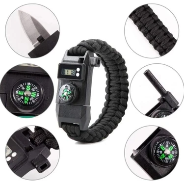 Eco Paracord Dijital Saat Düdük Hayatta Kalma Kamp