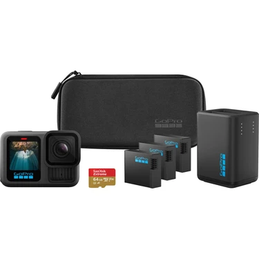 Gopro HERO13 Black Genişletilmiş Güç Paketi - Çift Şarj Cihazı, 3 Enduro Pil, 1 Kavisli Yapışkan