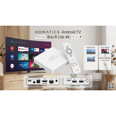 Homatics Box R Lite 4K Android TV Box Lisanslı 2GB RAM 32GB Depolama Ethernet ve Wi-Fi