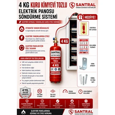 Santral 4 kg Kuru Kimyevi Tozlu Pano Söndürme